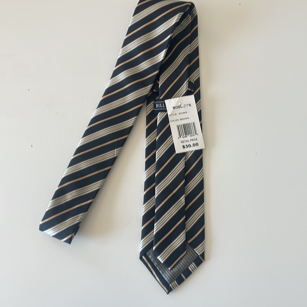 Men’s Black and Beige Striped Tie New with Tags From Boscov’s